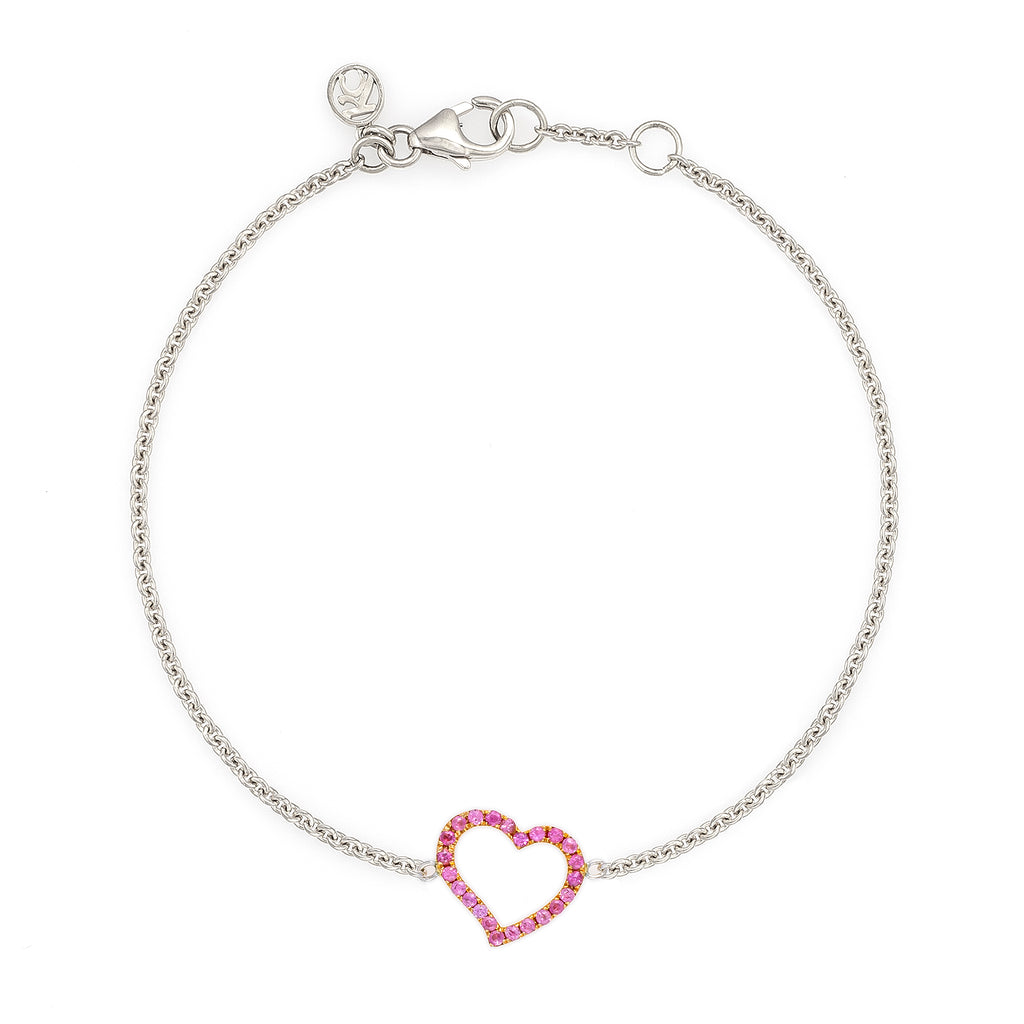 Pink Sapphire Loving Heart Bracelet