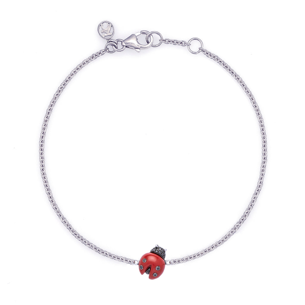 Treated Coral Ladybug Bracelet