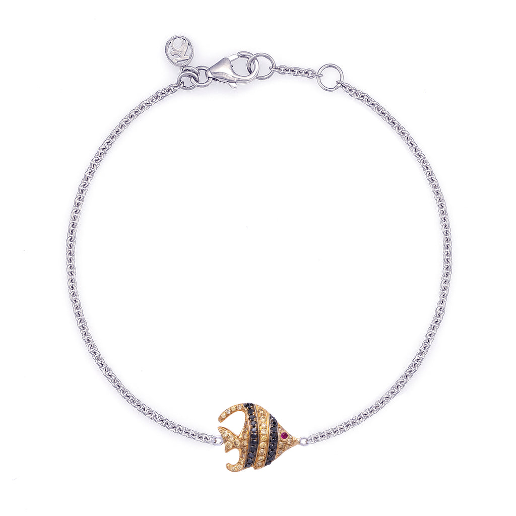 Yellow & Black Diamond Angel Fish Bracelet