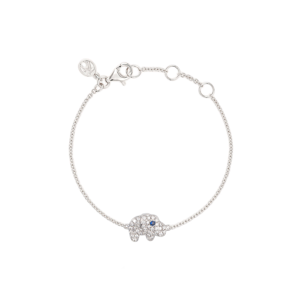 Kid's Diamond & Sapphire Elephant Bracelet