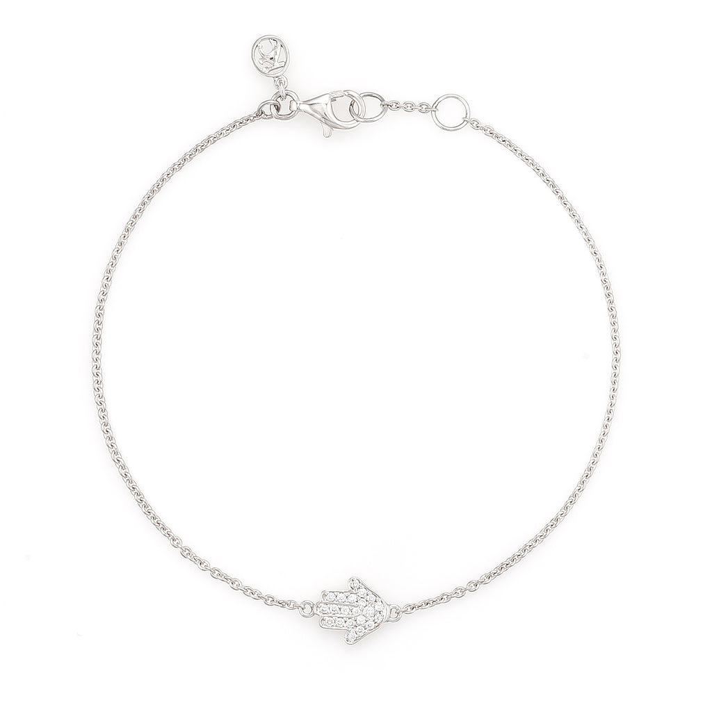 White Diamond Baby Hamsa Bracelet
