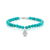 White Diamond Dangling Baby Hamsa with Large Turquoise Beads