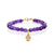 White Diamond Dangling Baby Hamsa with Large Amethyst Beads