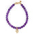 White Diamond Dangling Baby Hamsa with Large Amethyst Beads