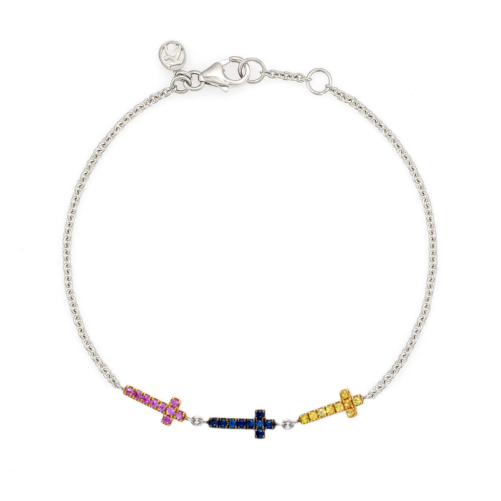 Tri-colored Cross Bracelet