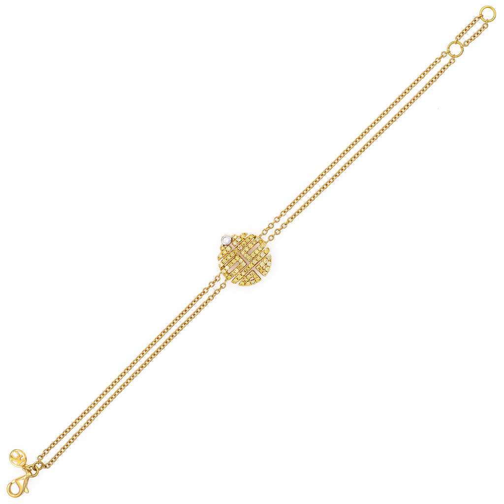 Yellow Diamond Double Happiness Bracelet