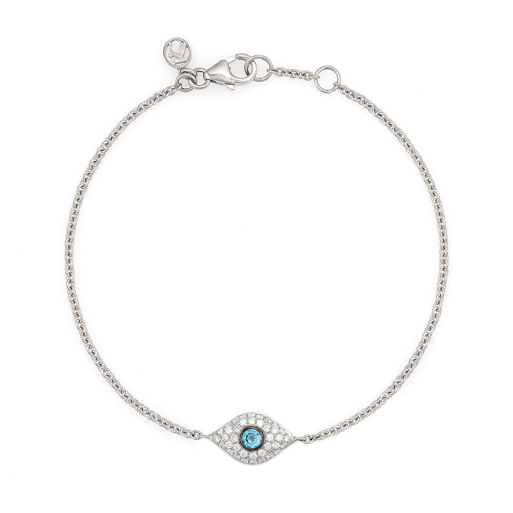 Diamond & Aquamarine Full Evil Eye Bracelet