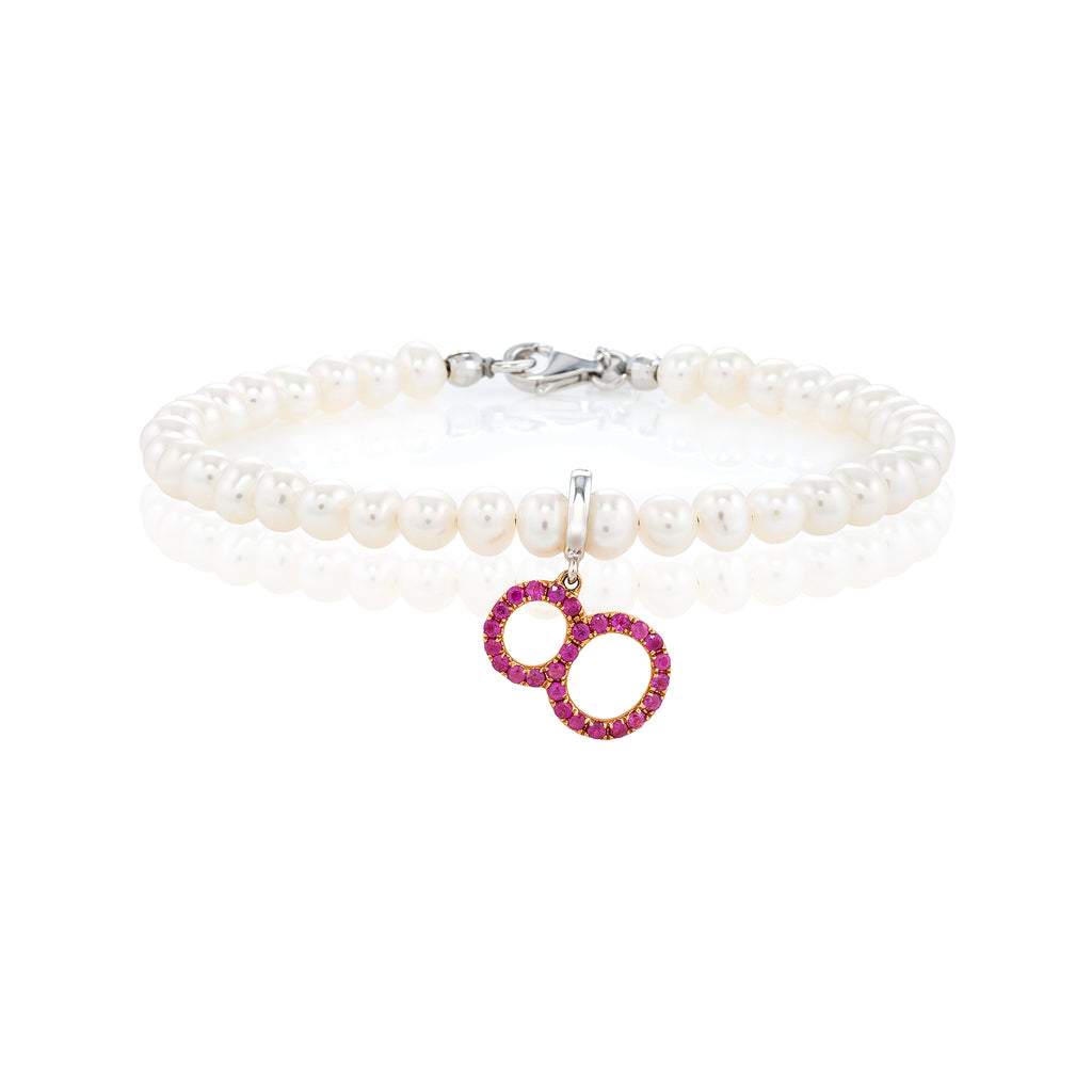 Ruby Oriental Lucky 8 Bracelet with Pearls
