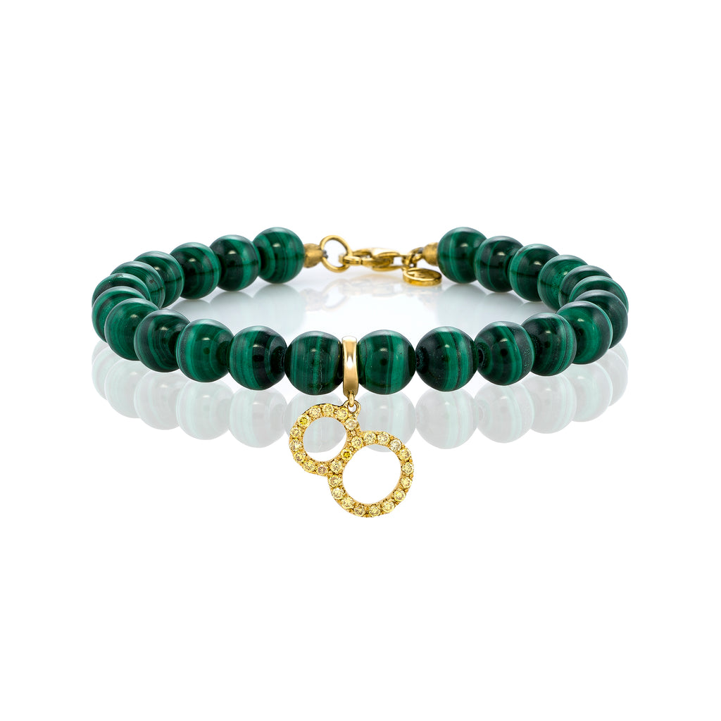 Yellow Diamond Oriental Lucky 8 Bracelet with Malachite