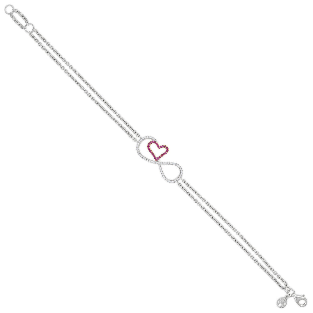 White Diamond & Ruby Infinite Love Bracelet