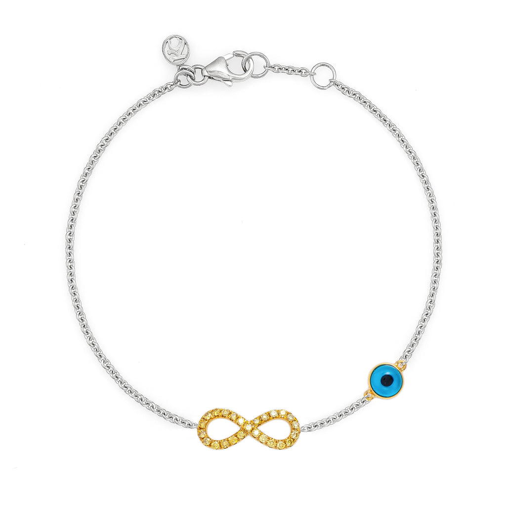 Yellow Sapphire Infinity & Turkish Eye Bracelet