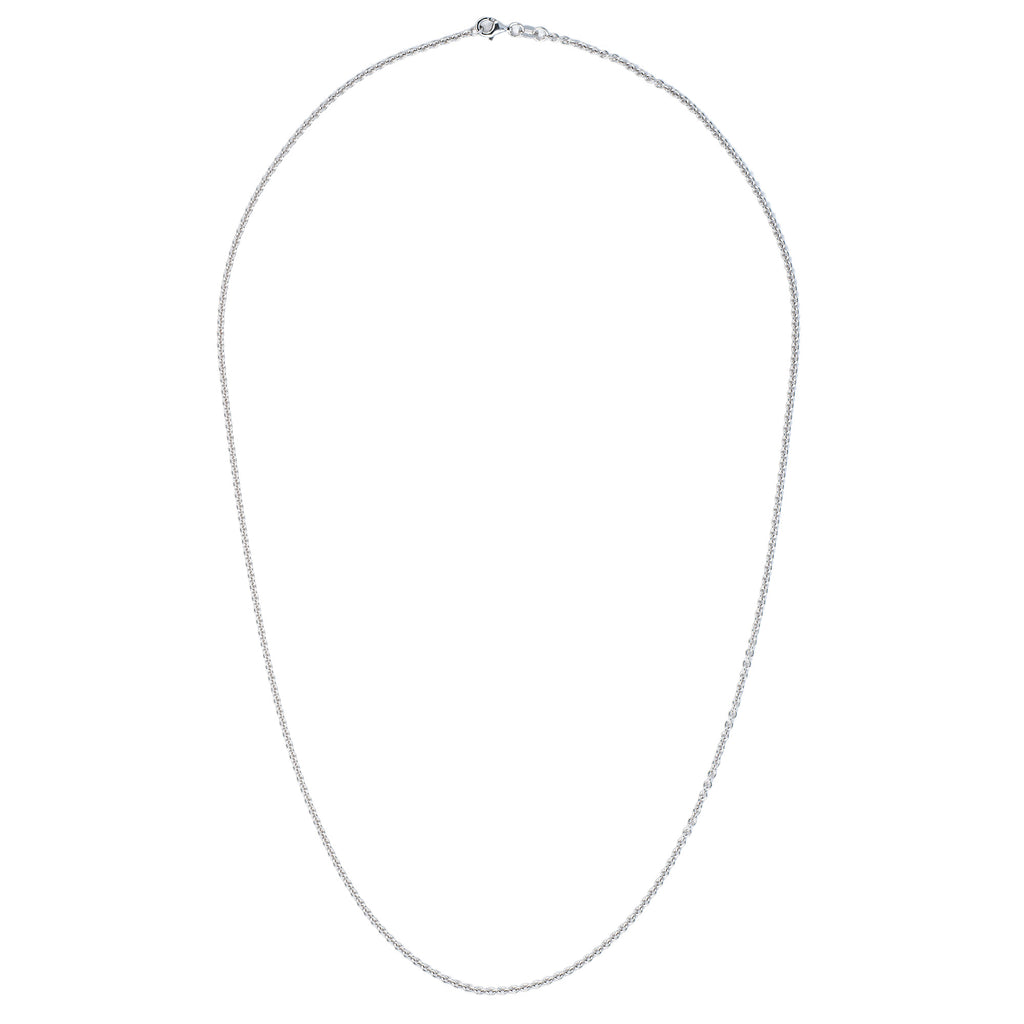 18K White Gold Rollo Chain (24")