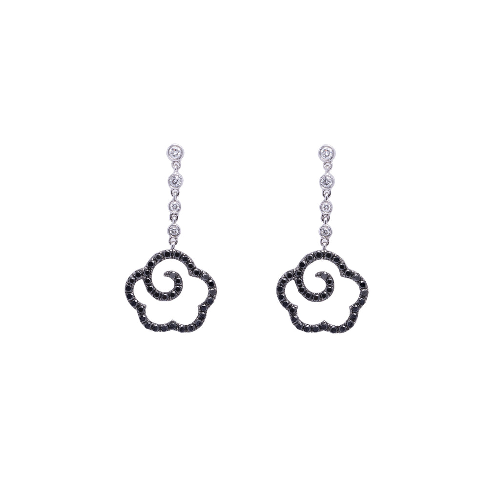 Black Diamond Lucky Cloud Dangling Earrings