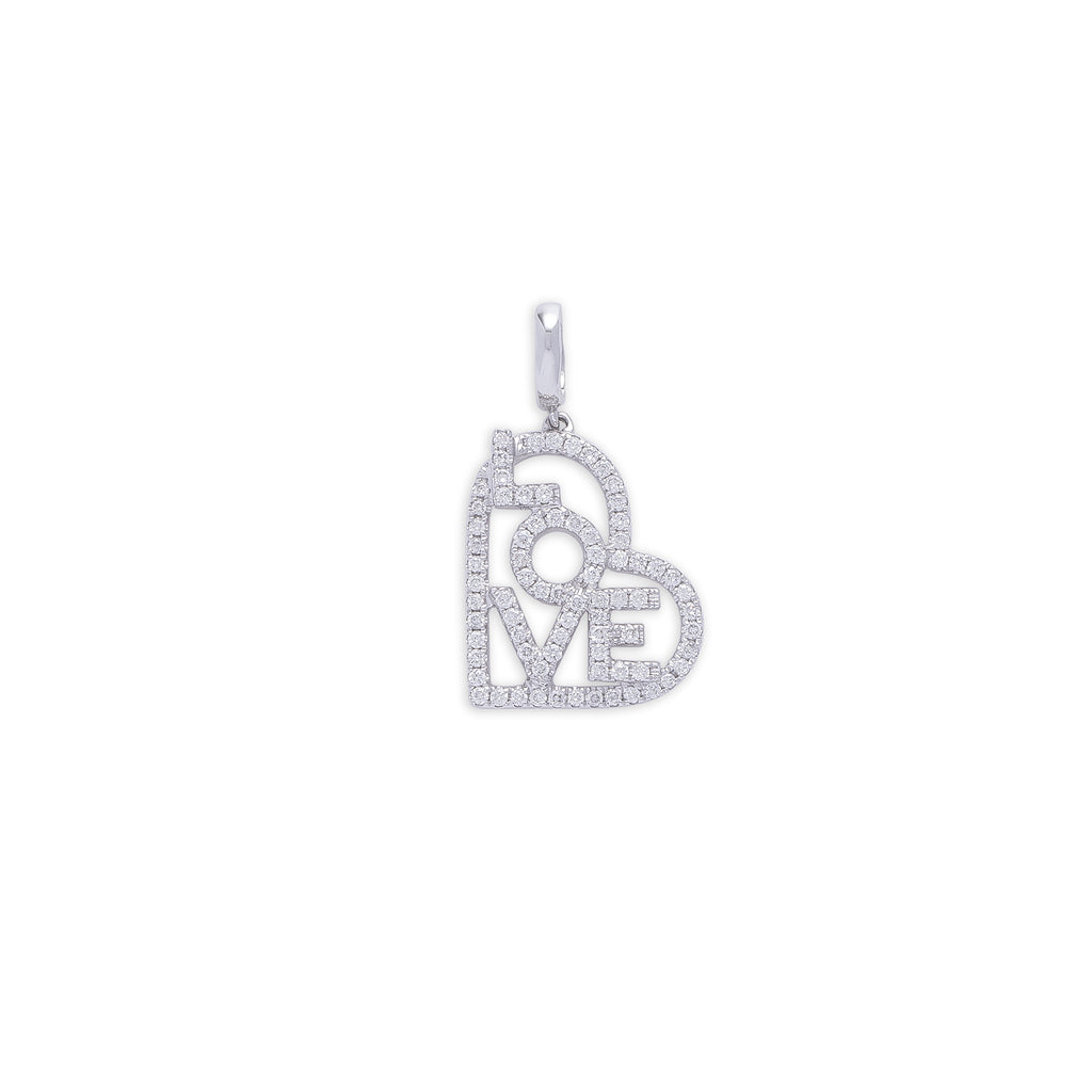 White Diamond Love in Love Pendant