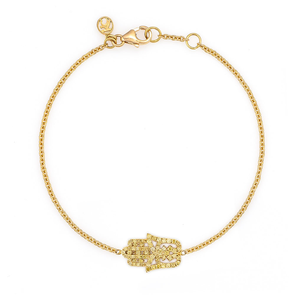Yellow Diamond Small Oriental Hamsa Bracelet