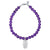 White Diamond Small Oriental Hamsa with Large Amethyst Beads