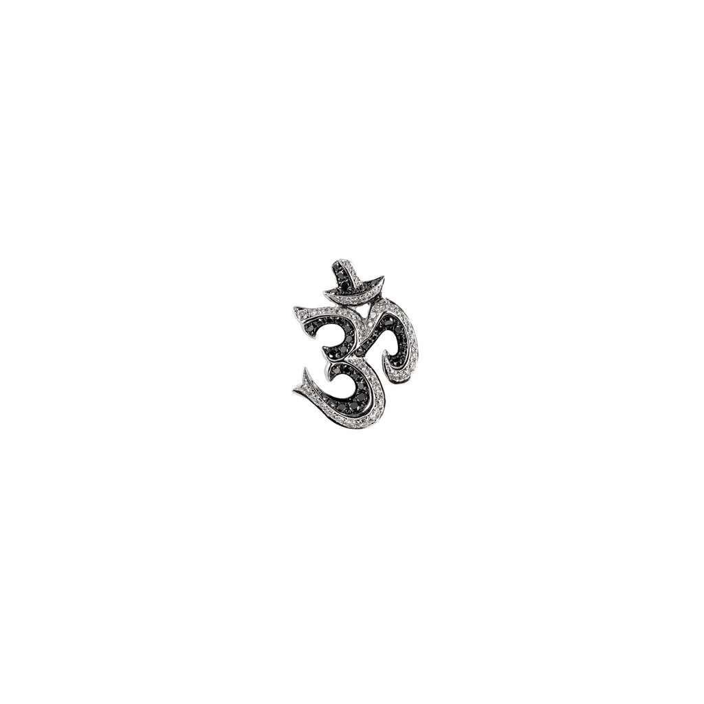 Men's Small White & Black Diamond 'OM' Pendant